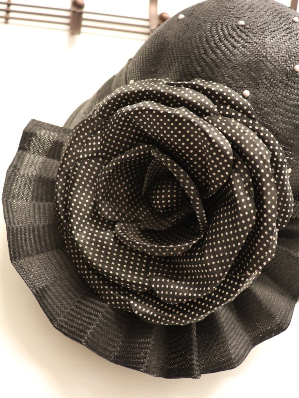 Jacqueline Connell Black Studded Polka Dot Flower Fascinator Hat